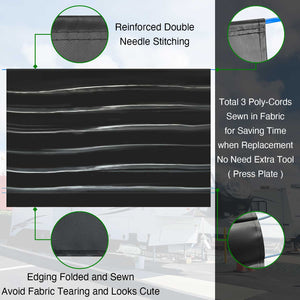 RV Awning Fabric Replacement Camper Trailer Awning Fabric Super Heavy Vinyl Coated Polyester - Black-White
