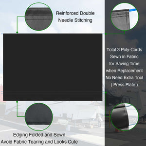 RV Awning Fabric Replacement Camper Trailer Awning Fabric Super Heavy Vinyl Coated Polyester - Solid Black