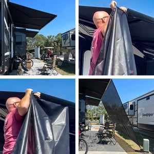 Tentproinc RV Awning Sun Shade Screen ONLY for Girard Sunshade (Black)- Customized