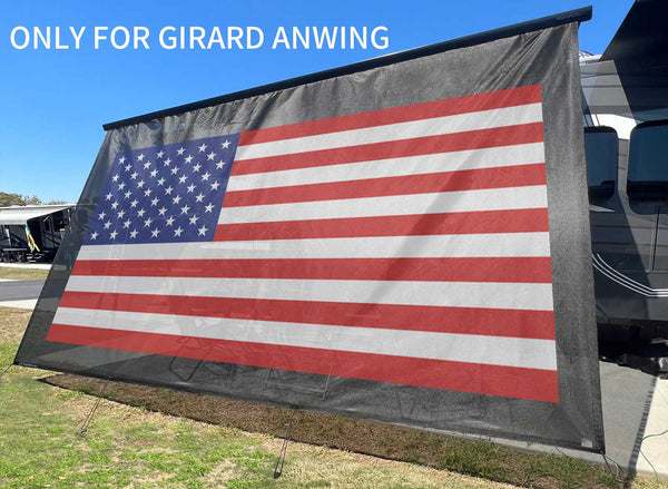 Tentproinc RV Awning Sun Shade Screen ONLY for Girard Awning Flag in Black Mesh Sunshade - Customized Photograph