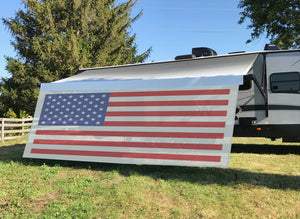 Tentproinc RV Awning Sun Shade Screen ( America Flag ) Gray Mesh Sunshade Camper Trailer Awning Shade Screen UV Blocker Completed Kits