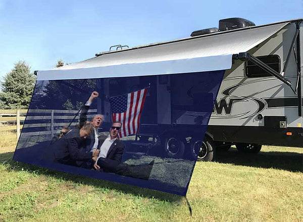 Tentproinc RV Awning Sun Shade Screen Sunshade- Donald Trump 2024 Survived Shot At Election Rally - Customized