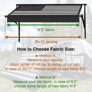 RV Awning Fabric Replacement - Black Flag - Customized