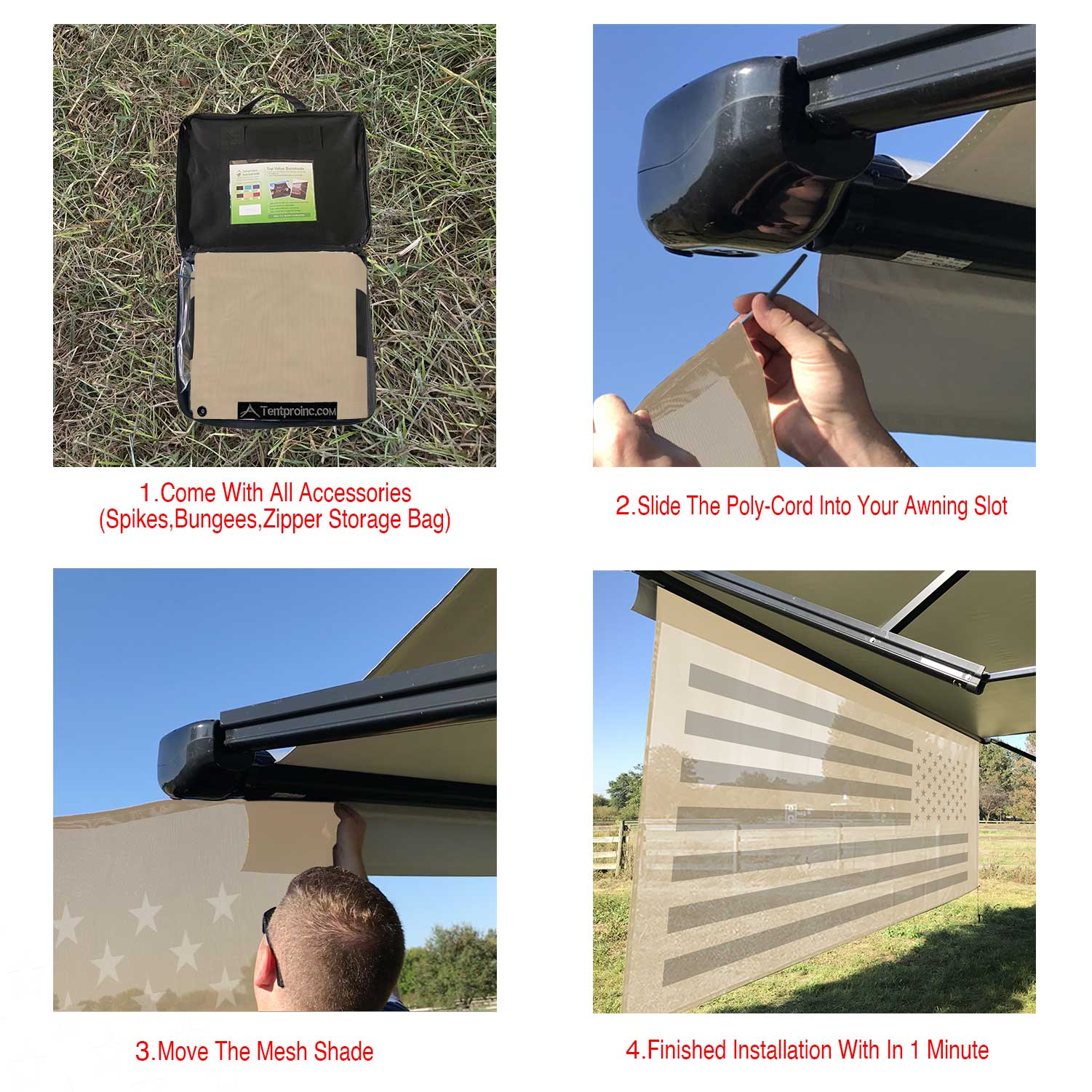 bag awning for tent trailer Tentproinc RV Awning Sun Shade Screen (Black Flag ) Beige Mesh Sunshade Camper Trailer Awning Shade Screen UV Blocker Completed Kits