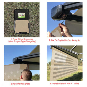 Tentproinc RV Awning Sun Shade Screen (Black Flag ) Beige Mesh Sunshade Camper Trailer Awning Shade Screen UV Blocker Completed Kits - Customized (Copy)