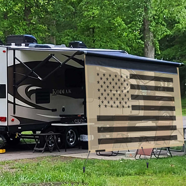 Velcro Mesh Screen Rv Tentproinc RV Awning Sun Shade Screen (Black Flag ) Beige Mesh Sunshade ...