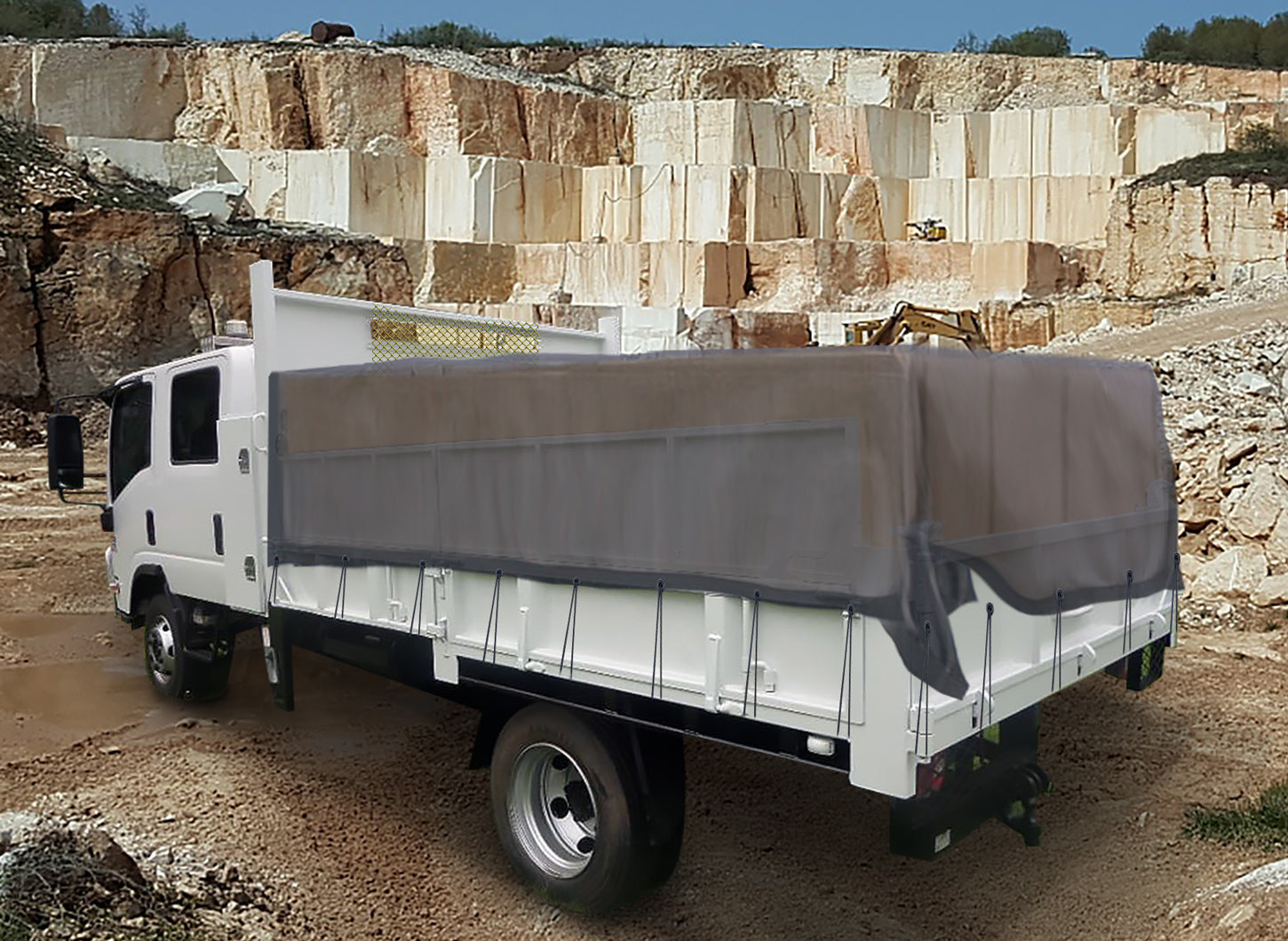 truck tarp cover Truck Mesh Tarp Black Tentproinc Heavy Duty Cover Top Quality Reinforced Double Needle Stitch Webbing Ripping And Tearing Stop, No Rust Thicker Brass