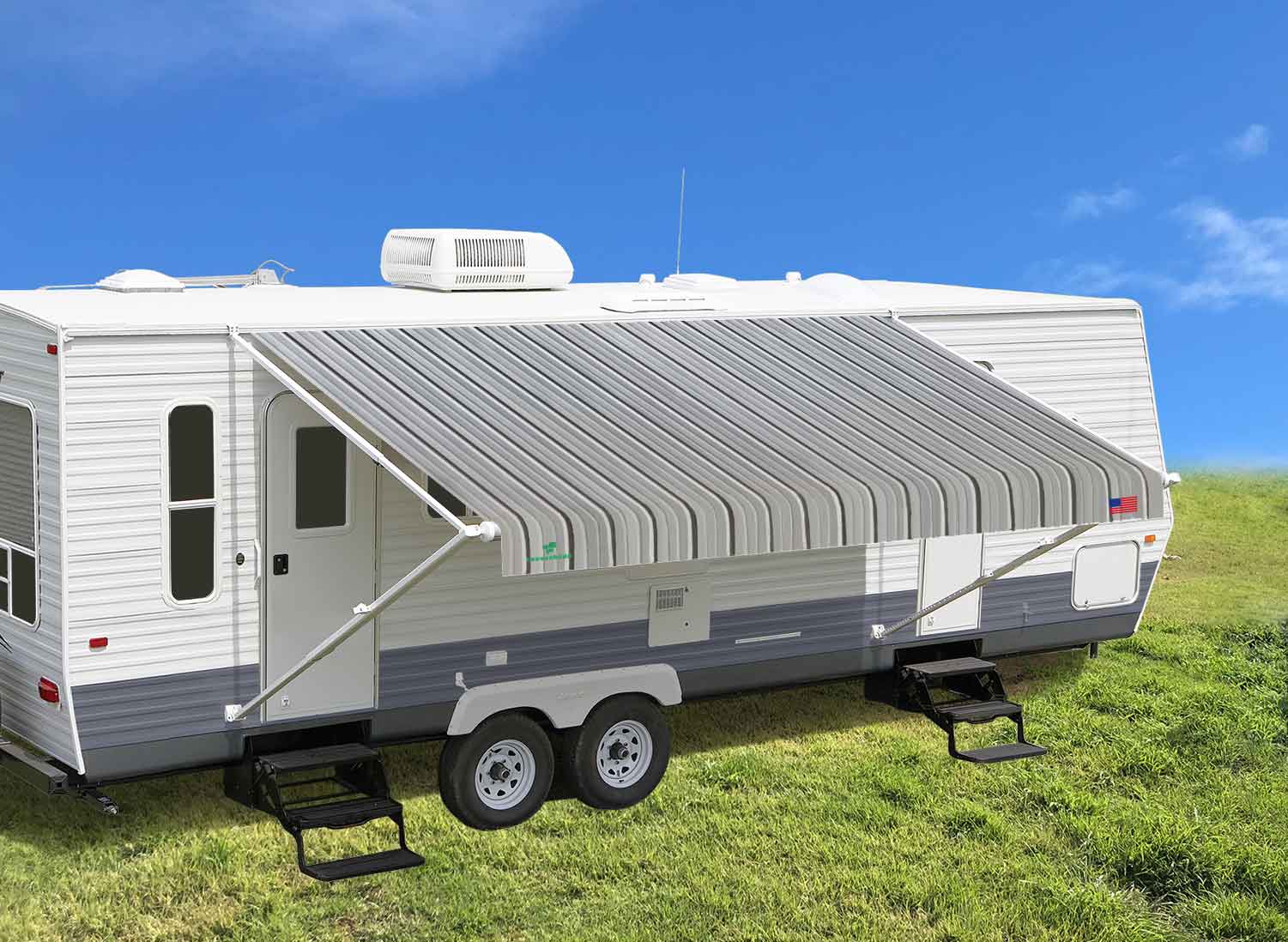 Tentproinc RV Awning Fabric Replacement USA Flag with Thin Blue Line -