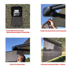 Tentproinc RV Awning Sun Shade Screen Sunshade Complete Kits -Drop 6', 7', 8' 9'-All Length Choose - Brown