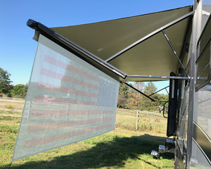 Tentproinc RV Awning Sun Shade Screen ( America Flag ) Gray Mesh Sunshade Camper Trailer Awning Shade Screen UV Blocker Completed Kits